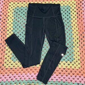 Lululemon 25" gray  leggings with pockets dark blue color size 2